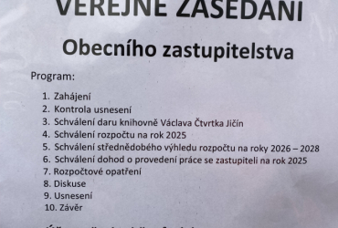 Veřejné zasedání obecního zastupitelstva