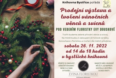 Prodejní výstava, tvoření vánočních věnců a svícnů